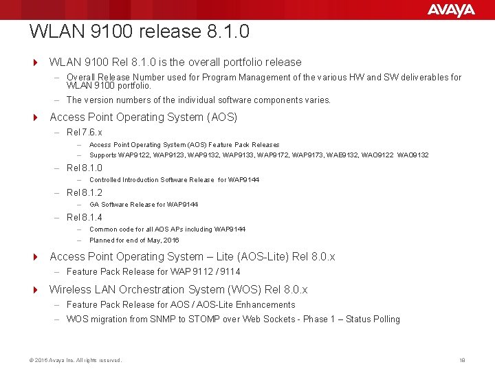 WLAN 9100 release 8. 1. 0 4 WLAN 9100 Rel 8. 1. 0 is WLAN 9100 release 8. 1. 0 4 WLAN 9100 Rel 8. 1. 0 is