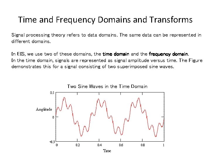 Time and Frequency Domains and Transforms Signal processing theory refers to data domains. The