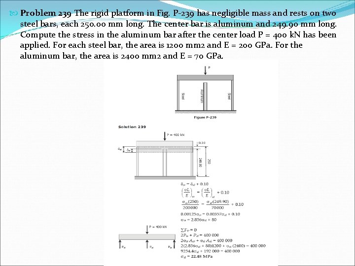  Problem 239 The rigid platform in Fig. P-239 has negligible mass and rests