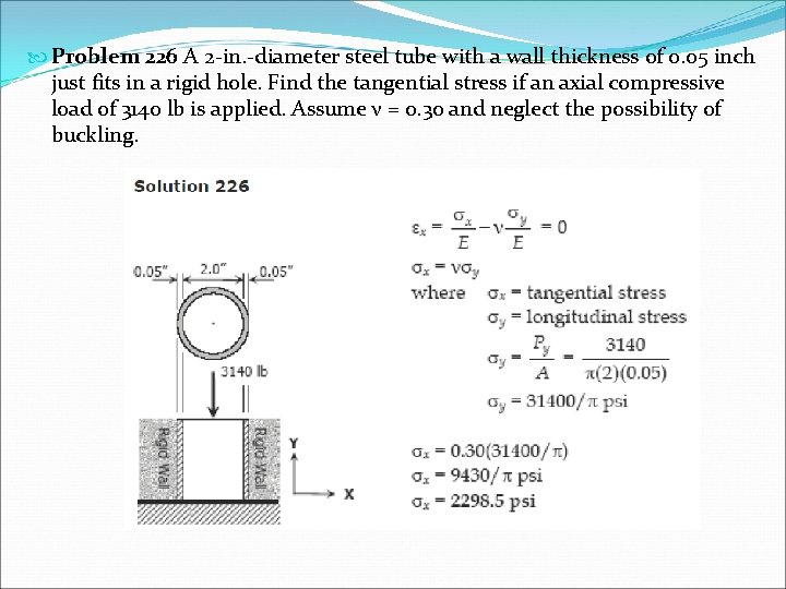  Problem 226 A 2 -in. -diameter steel tube with a wall thickness of