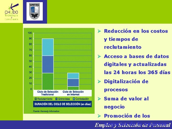 Ø Reducción en los costos y tiempos de reclutamiento Ø Acceso a bases de