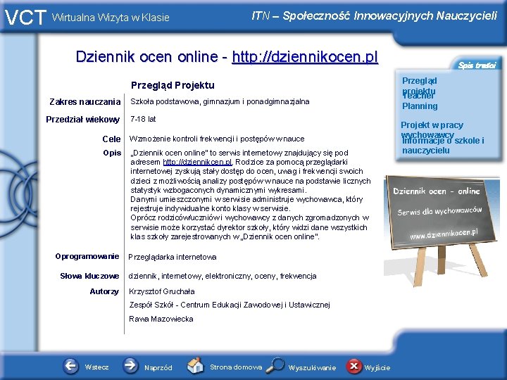 VCT Wirtualna Wizyta w Klasie ITN – Społeczność Innowacyjnych Nauczycieli Dziennik ocen online -