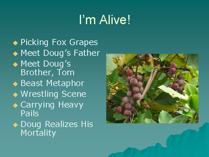 I’m Alive! Picking Fox Grapes u Meet Doug’s Father u Meet Doug’s Brother, Tom