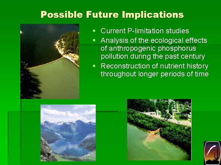 Possible Future Implications § Current P-limitation studies § Analysis of the ecological effects of