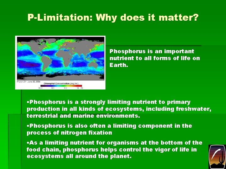 P-Limitation: Why does it matter? Phosphorus is an important nutrient to all forms of