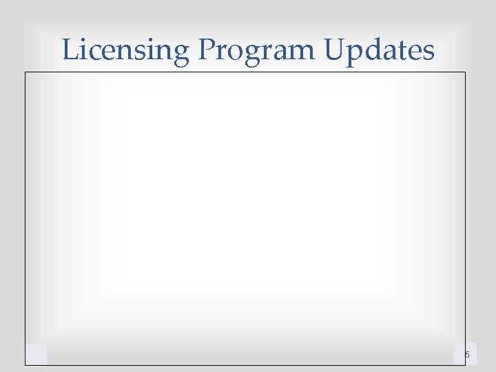Licensing Program Updates 5 
