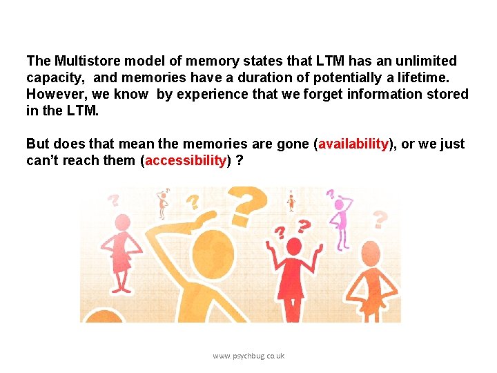 The Multistore model of memory states that LTM has an unlimited capacity, and memories