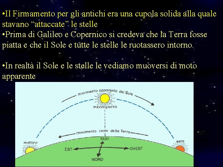  • Il Firmamento per gli antichi era una cupola solida alla quale stavano