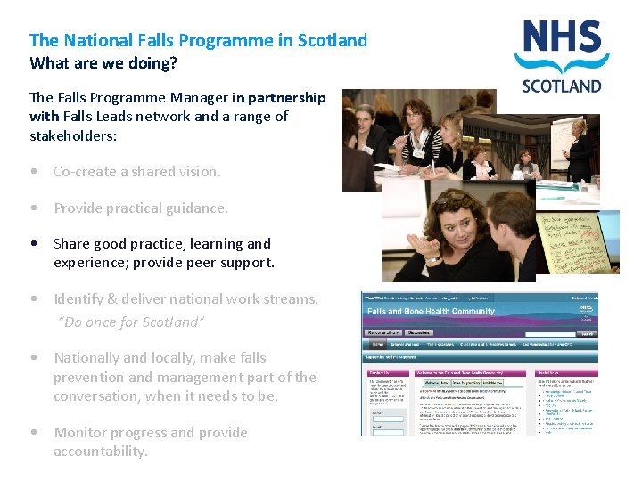 The National Falls Programme in Scotland What are we doing? The Falls Programme Manager