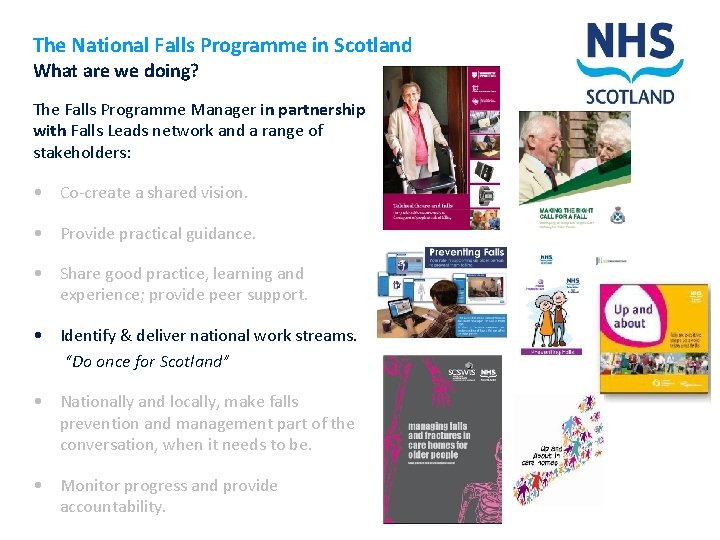 The National Falls Programme in Scotland What are we doing? The Falls Programme Manager