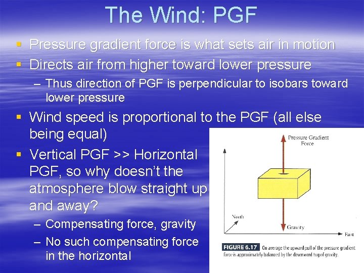 The Wind: PGF § Pressure gradient force is what sets air in motion §