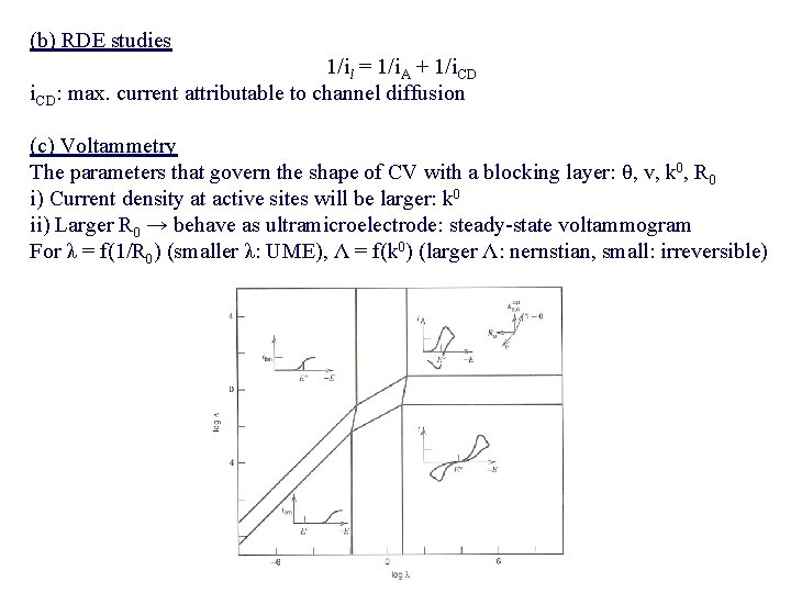 (b) RDE studies 1/il = 1/i. A + 1/i. CD: max. current attributable to