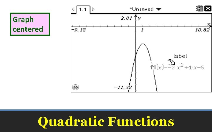 Graph centered Quadratic Functions 