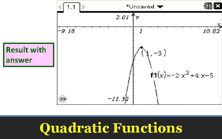 Result with answer Quadratic Functions 
