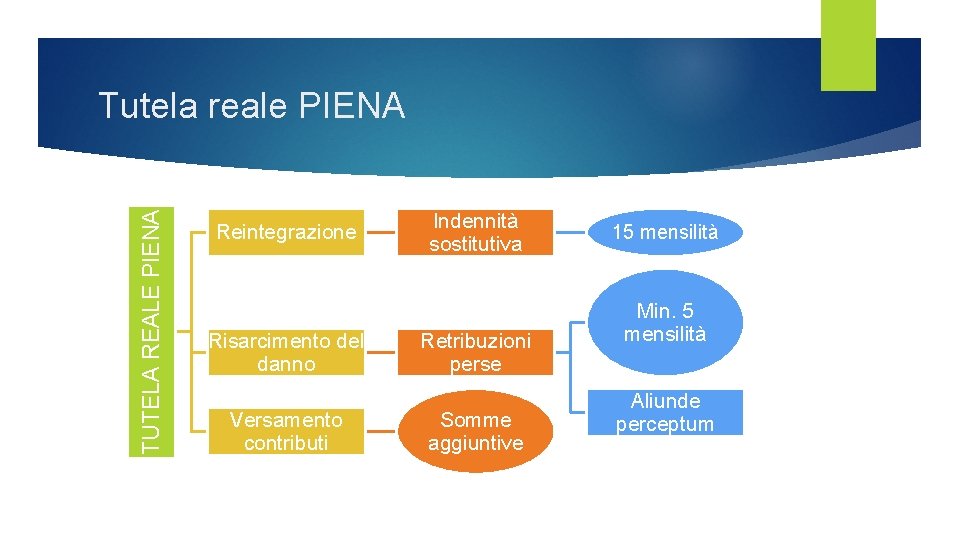 TUTELA REALE PIENA Tutela reale PIENA Reintegrazione Risarcimento del danno Versamento contributi Indennità sostitutiva TUTELA REALE PIENA Tutela reale PIENA Reintegrazione Risarcimento del danno Versamento contributi Indennità sostitutiva