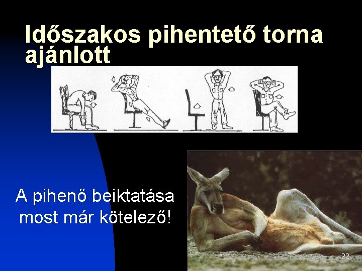 Időszakos pihentető torna ajánlott A pihenő beiktatása most már kötelező! 22 