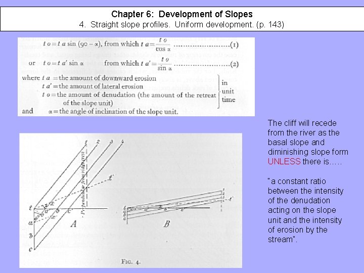 Chapter 6: Development of Slopes 4. Straight slope profiles. Uniform development. (p. 143) The