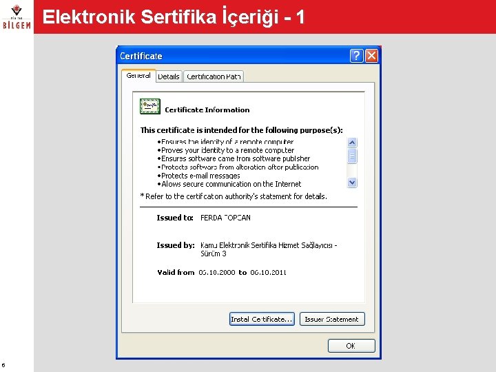 Elektronik Sertifika İçeriği - 1 6 Elektronik Sertifika İçeriği - 1 6