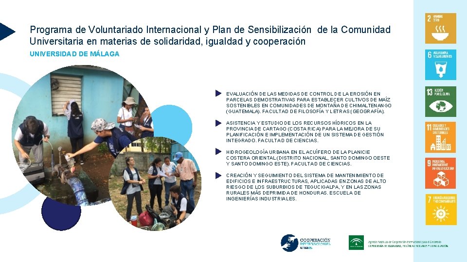 Programa de Voluntariado Internacional y Plan de Sensibilización de la Comunidad Universitaria en materias