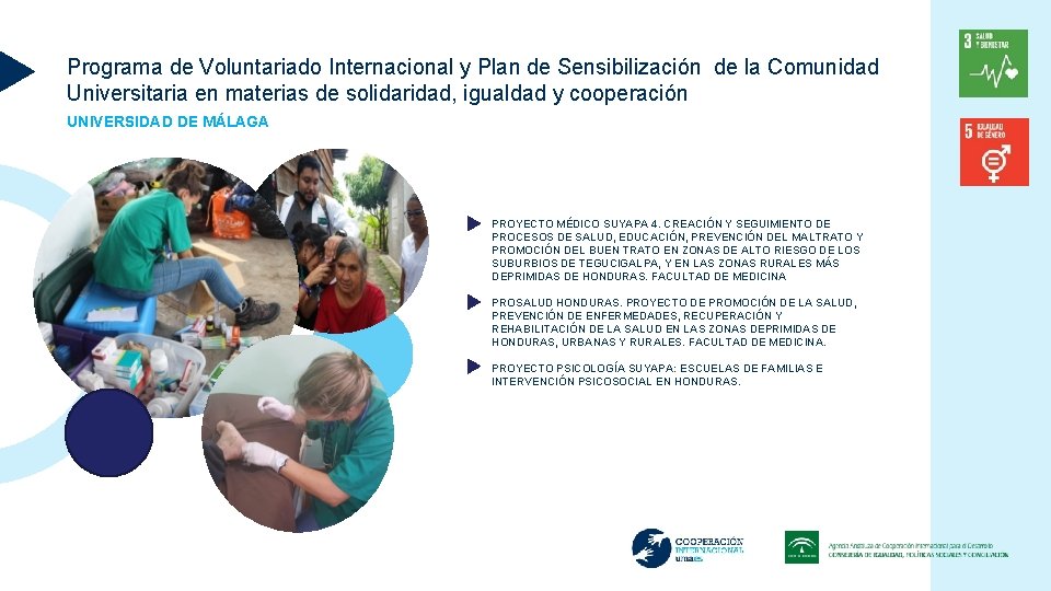 Programa de Voluntariado Internacional y Plan de Sensibilización de la Comunidad Universitaria en materias