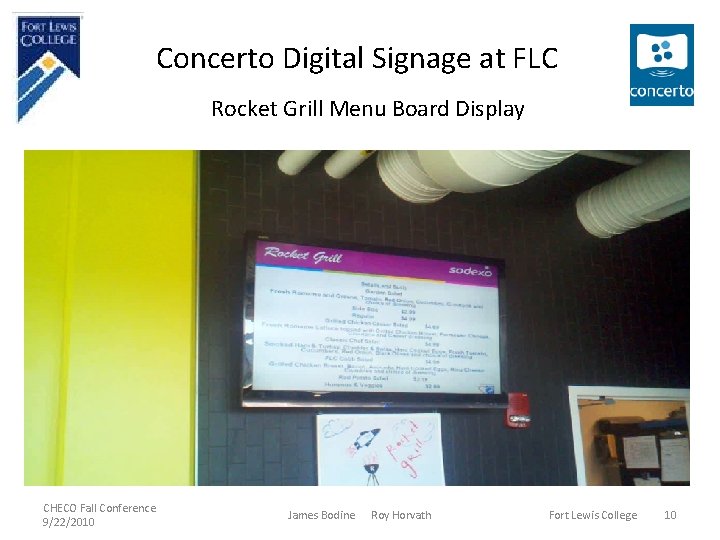 Concerto Digital Signage at FLC Rocket Grill Menu Board Display CHECO Fall Conference 9/22/2010