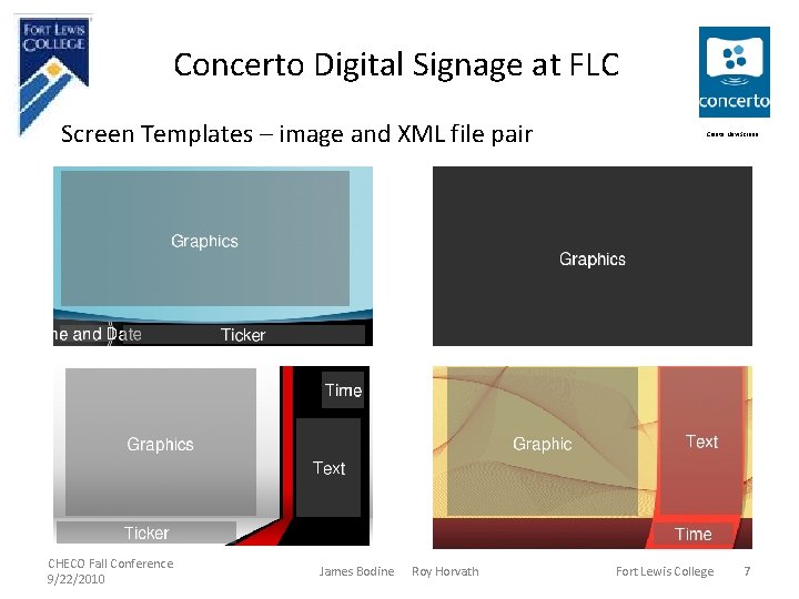 Concerto Digital Signage at FLC Screen Templates – image and XML file pair CHECO