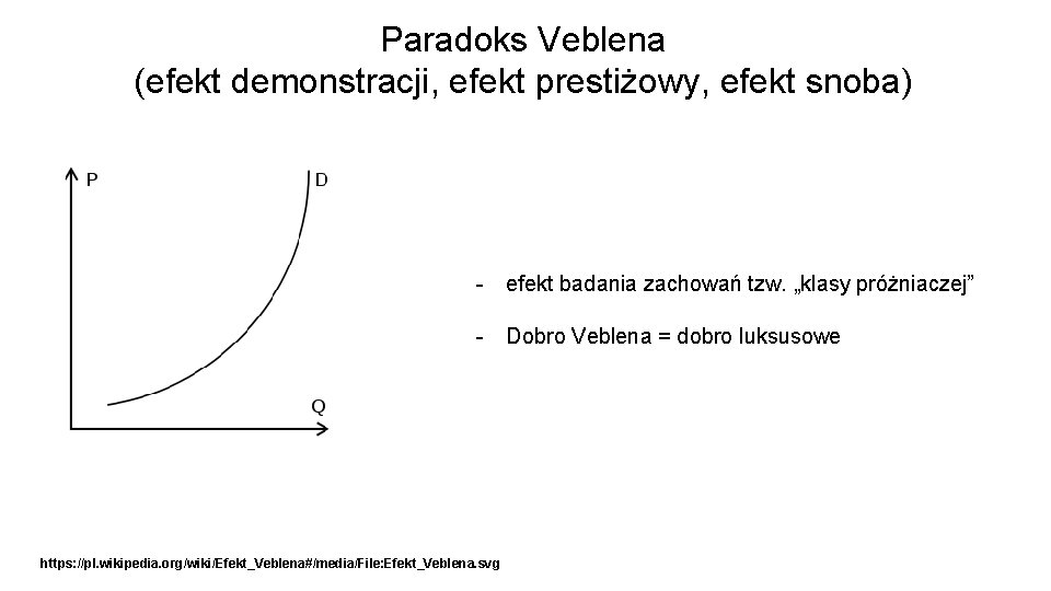 Paradoks Veblena (efekt demonstracji, efekt prestiżowy, efekt snoba) - efekt badania zachowań tzw. „klasy