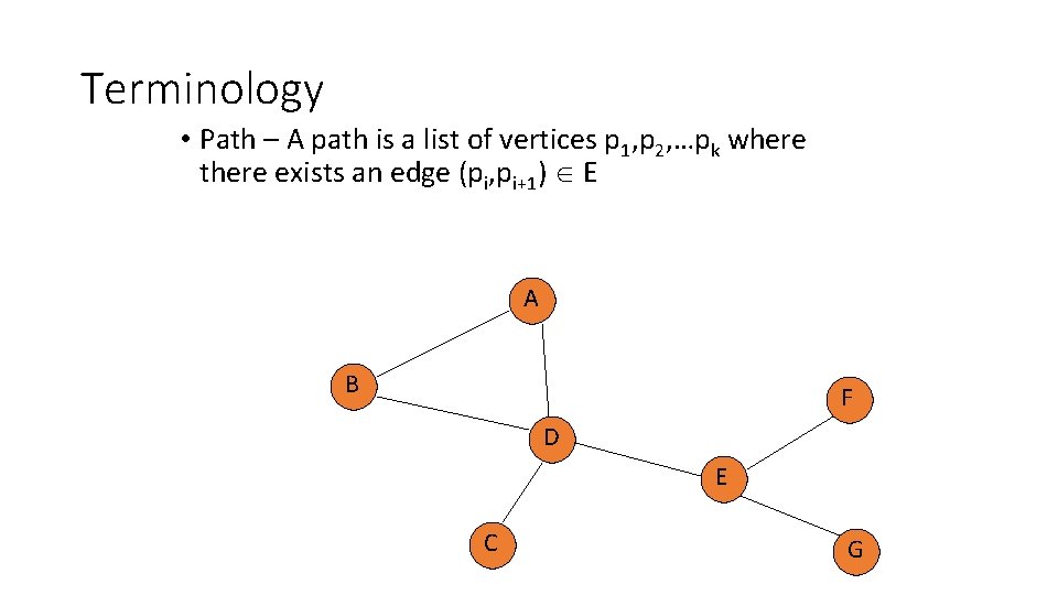 Terminology • Path – A path is a list of vertices p 1, p