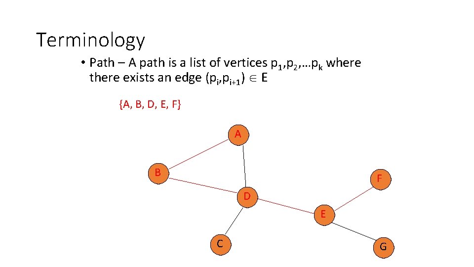 Terminology • Path – A path is a list of vertices p 1, p