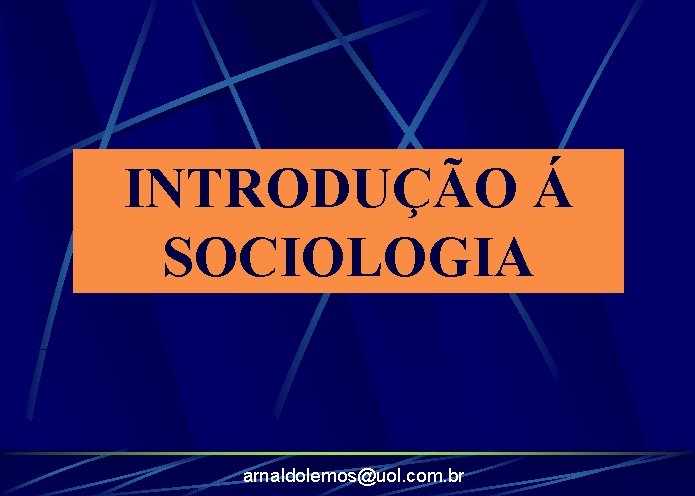 INTRODUÇÃO Á SOCIOLOGIA arnaldolemos@uol. com. br 