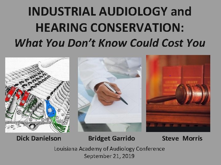 INDUSTRIAL AUDIOLOGY and HEARING CONSERVATION: What You Don’t Know Could Cost You Dick Danielson