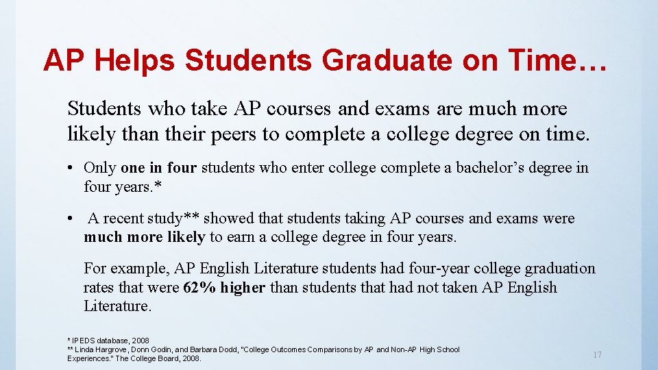 AP Helps Students Graduate on Time… Students who take AP courses and exams are AP Helps Students Graduate on Time… Students who take AP courses and exams are