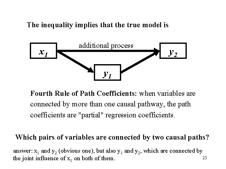 The inequality implies that the true model is x 1 additional process y 2