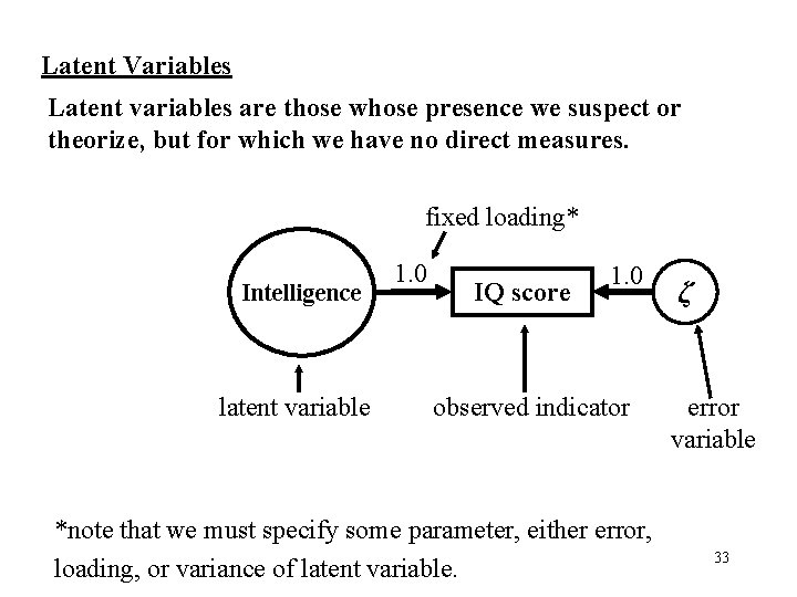 Latent Variables Latent variables are those whose presence we suspect or theorize, but for