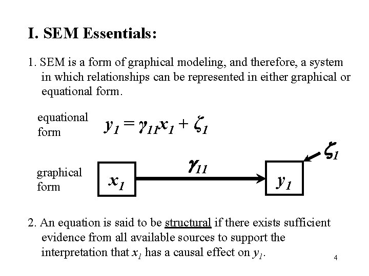 I. SEM Essentials: 1. SEM is a form of graphical modeling, and therefore, a