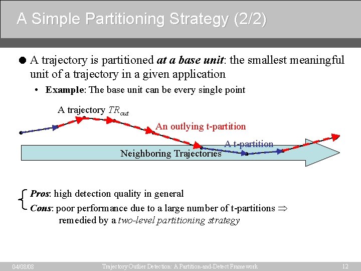 A Simple Partitioning Strategy (2/2) = A trajectory is partitioned at a base unit: