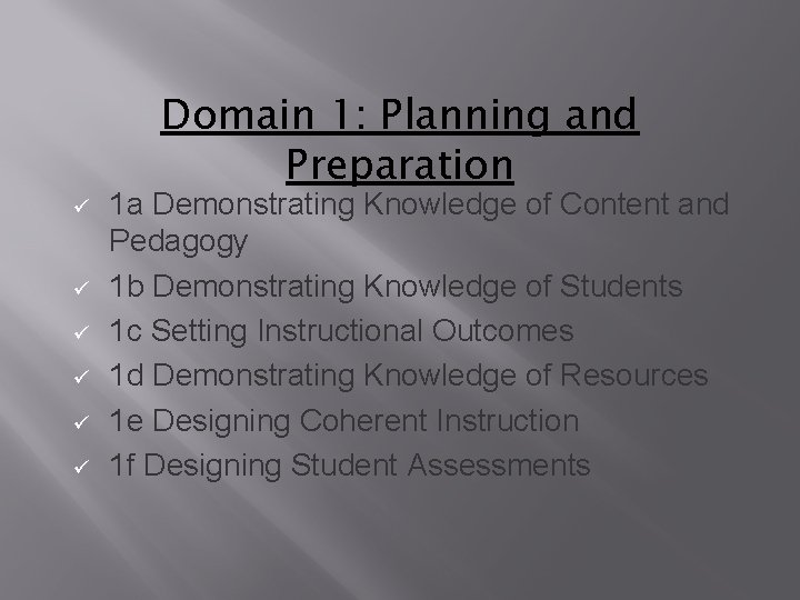 ü ü ü Domain 1: Planning and Preparation 1 a Demonstrating Knowledge of Content