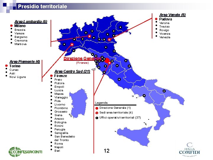 Presidio territoriale • • • • Area Lombardia (6) Milano Brescia Varese Bergamo Cremona