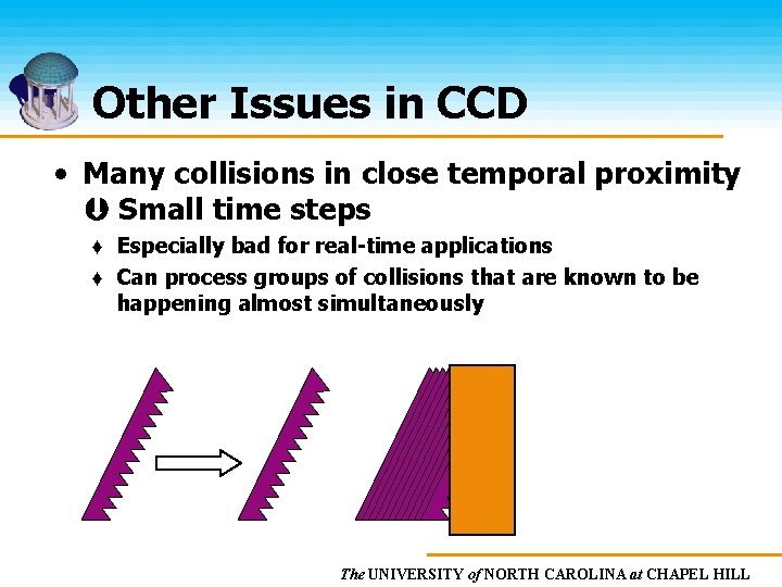 Other Issues in CCD • Many collisions in close temporal proximity Small time steps