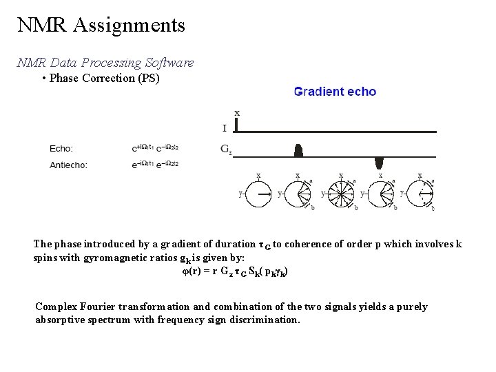 NMR Assignments NMR Data Processing Software • Phase Correction (PS) The phase introduced by