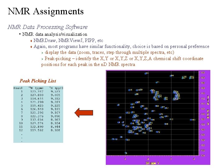 NMR Assignments NMR Data Processing Software • NMR data analysis/visualization NMRDraw, NMRView. J, PIPP,