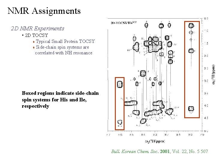 NMR Assignments 2 D NMR Experiments • 2 D TOCSY Typical Small Protein TOCSY