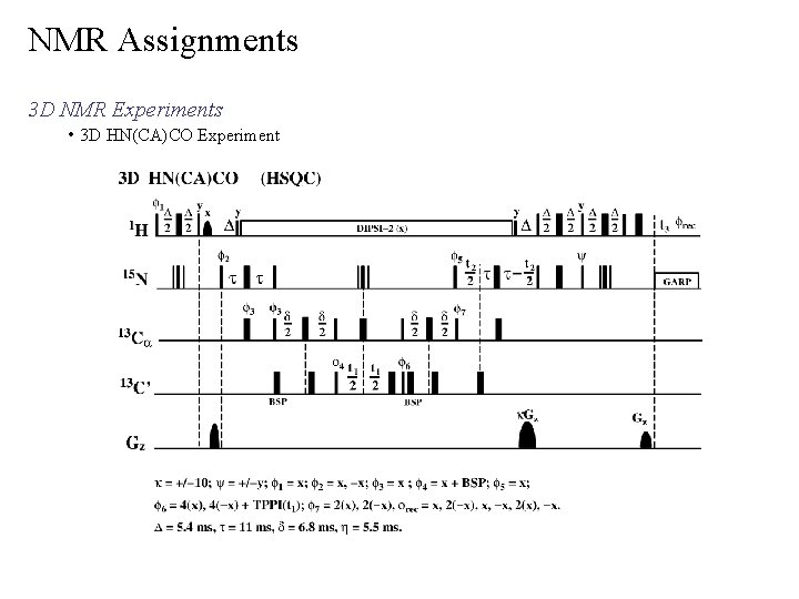 NMR Assignments 3 D NMR Experiments • 3 D HN(CA)CO Experiment 