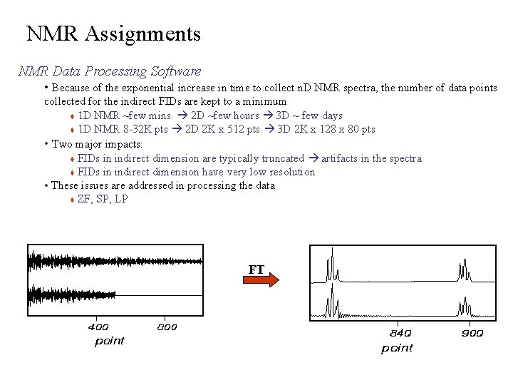 NMR Assignments NMR Data Processing Software • Because of the exponential increase in time