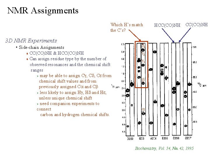 NMR Assignments Which H’s match the C’s? 3 D NMR Experiments • Side-chain Assignments