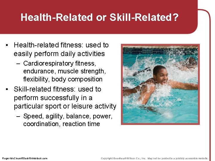 Health-Related or Skill-Related? • Health-related fitness: used to easily perform daily activities – Cardiorespiratory Health-Related or Skill-Related? • Health-related fitness: used to easily perform daily activities – Cardiorespiratory