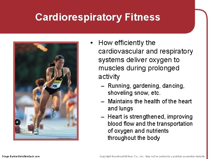 Cardiorespiratory Fitness • How efficiently the cardiovascular and respiratory systems deliver oxygen to muscles Cardiorespiratory Fitness • How efficiently the cardiovascular and respiratory systems deliver oxygen to muscles