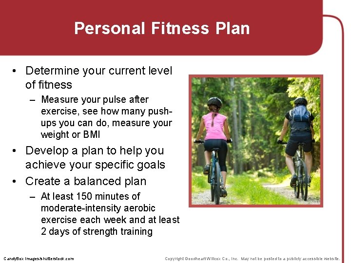Personal Fitness Plan • Determine your current level of fitness – Measure your pulse Personal Fitness Plan • Determine your current level of fitness – Measure your pulse