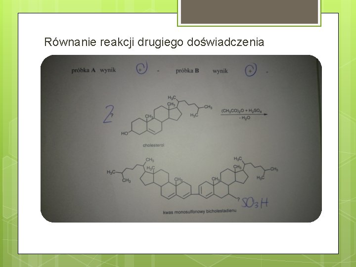 Równanie reakcji drugiego doświadczenia 