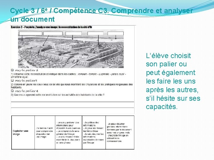 Cycle 3 / 6 e / Compétence C 3. Comprendre et analyser un document